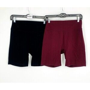 2 Pair- Kamo Fitness Serenity Shorts Black & Burgundy V Booty Seam No Front Seam